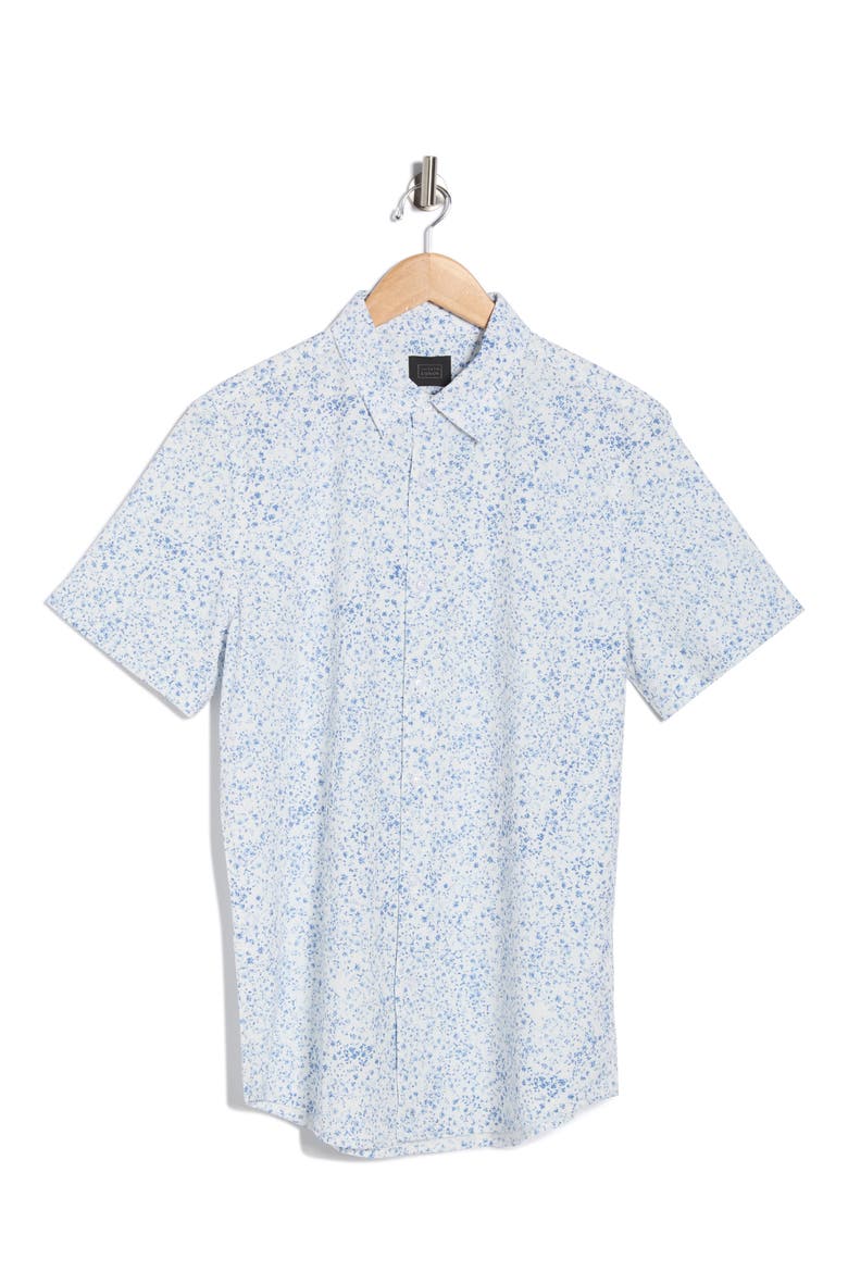 Sprigs Short Sleeve Performance Button-Up Shirt, Alternate, color, WHITE MINI SPRIGS