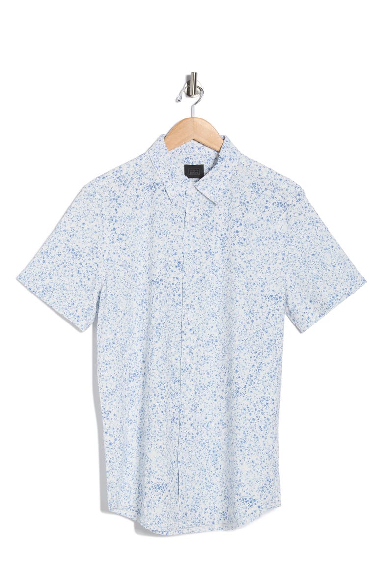 14th & Union Sprigs Short Sleeve Performance Button-Up Shirt, Alternate, color, White Mini Sprigs