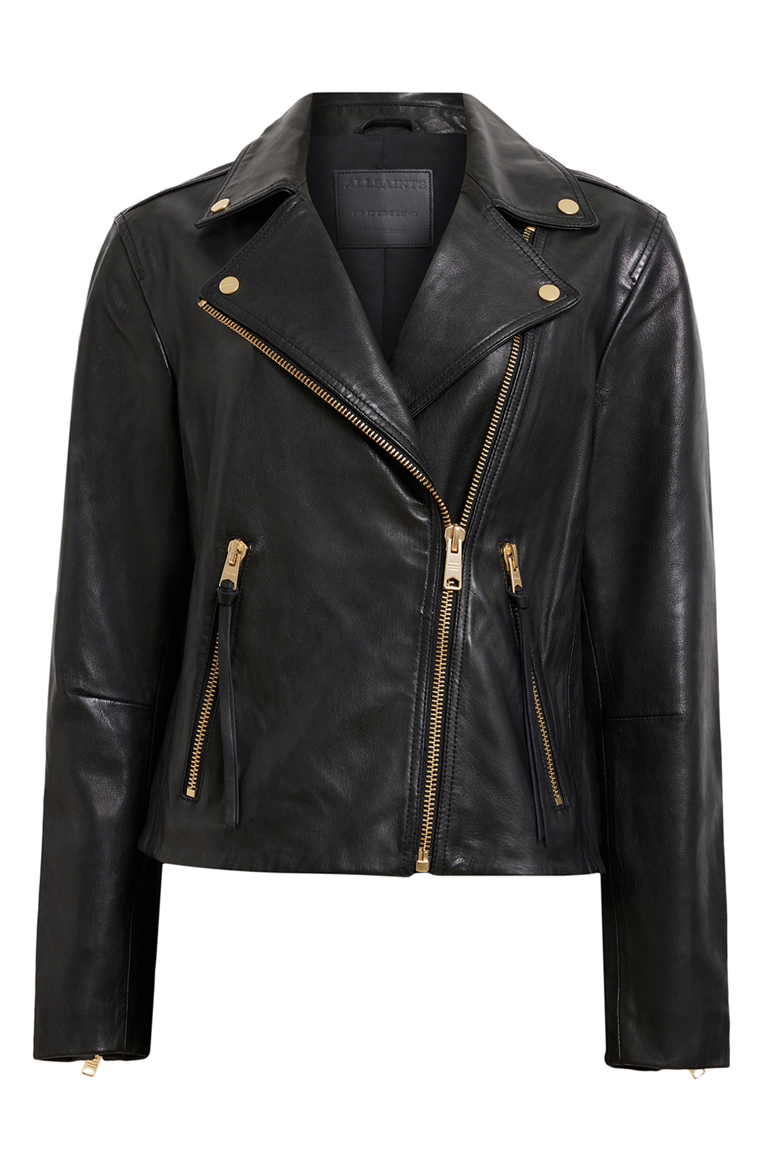 AllSaints Dalby Leather Biker Jacket (Women) | Nordstrom