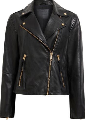 ALLSAINTS  DALBY BIKER ラムレザー ジャケット Dalby Cropped Leather Biker Jacket Black | ALLSAINTS US