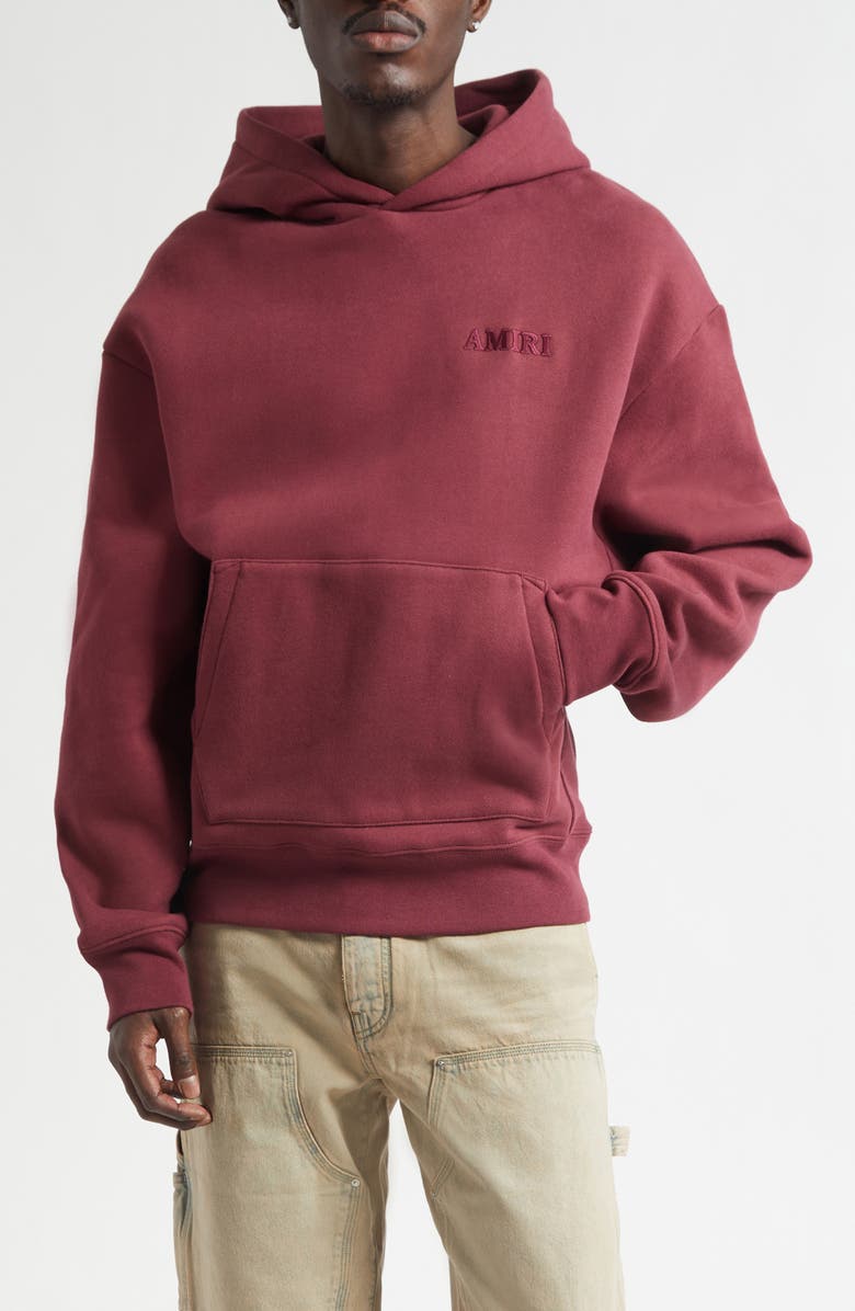 AMIRI Oversize Logo Embroidered Hoodie, Main, color, Aged Port