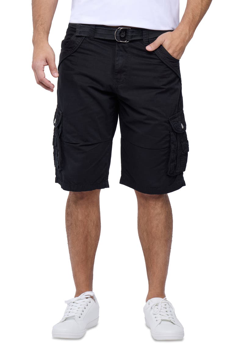 Belted Bermuda Cargo Shorts, Alternate, color, BLACK
