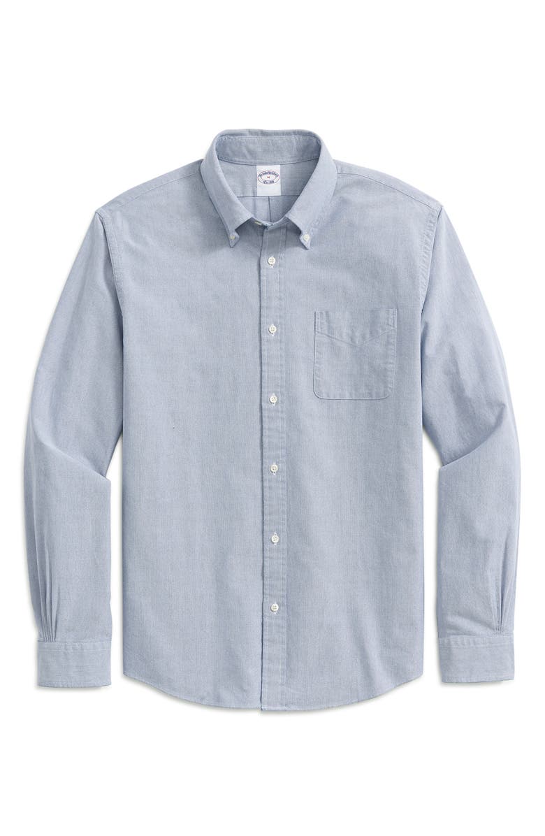Brooks Brothers Oxford Cotton Button-Down Shirt, Main, color, Solid Blue