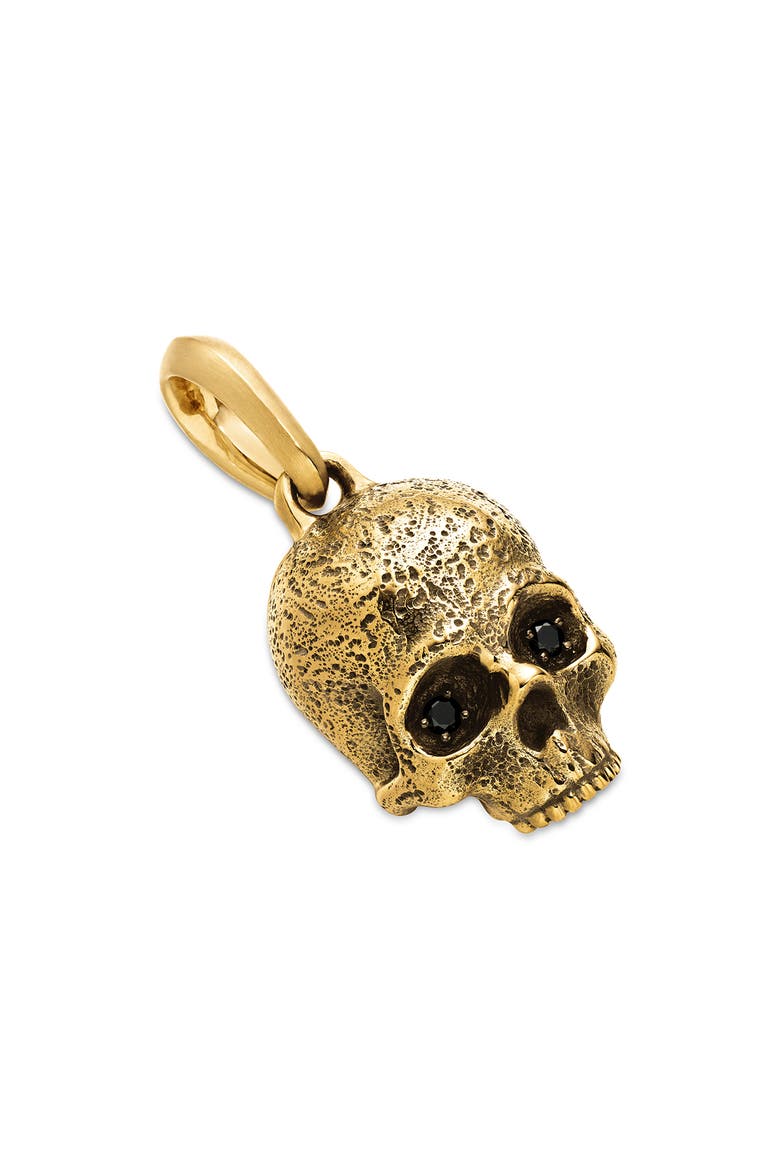 Memento Mori Skull Amulet 18K Yellow Gold with Black Diamonds, Alternate, color, YELLOW GOLD
