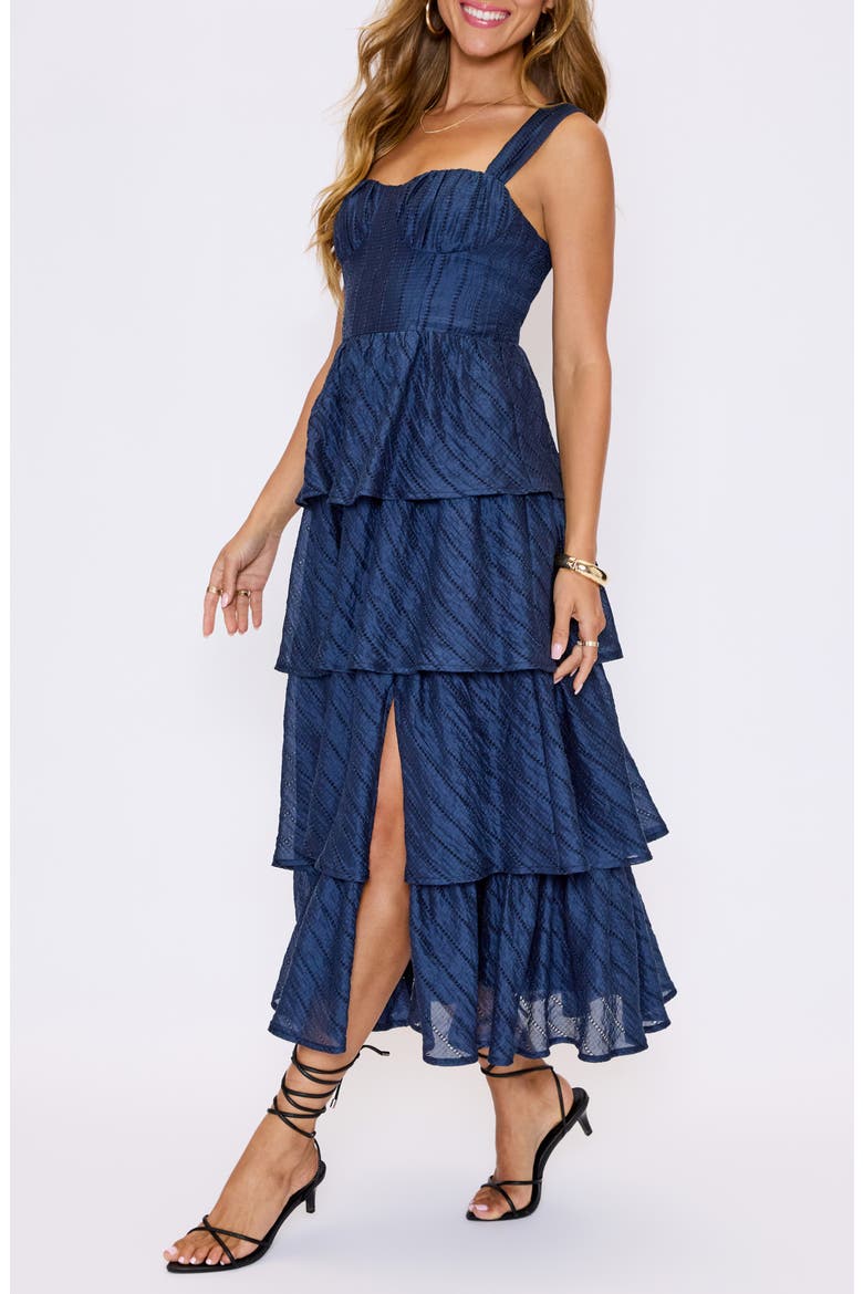 Celeste Ladder Stitch Detail Tiered Dress, Alternate, color, NAVY