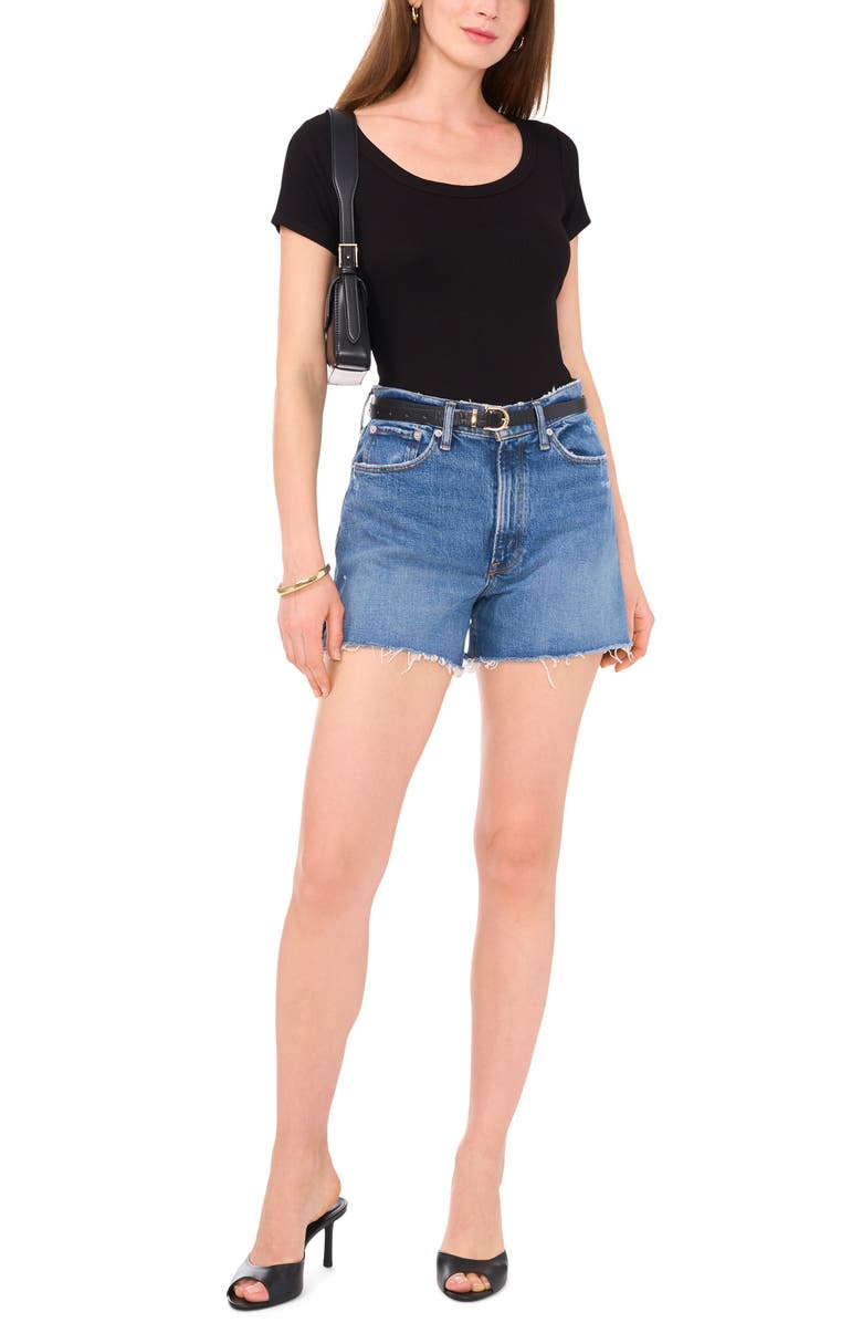 1.STATE Scoop Neck Rib Jersey Knit T-Shirt, Alternate, color, Rich Black