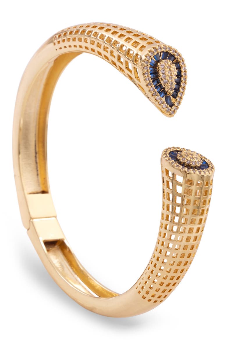 Crystal & Zircon Textured Cuff Bracelet, Main, color, BLUE