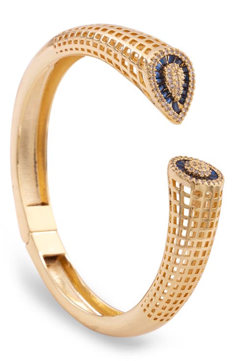 Crystal & Zircon Textured Cuff Bracelet