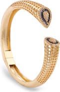 SAACHI Crystal & Zircon Textured Cuff Bracelet