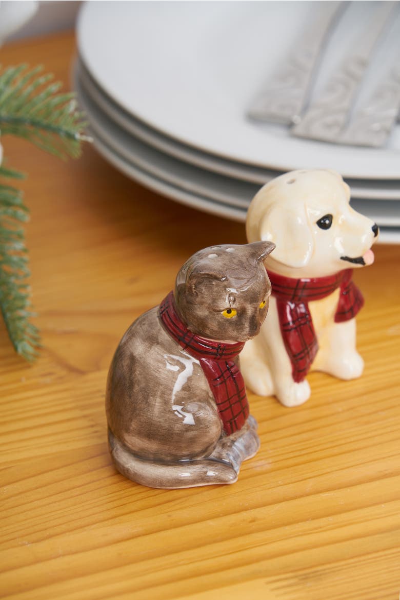 Christmas Dog and Cat Salt & Pepper Shakers Set of 2, Alternate, color, Red