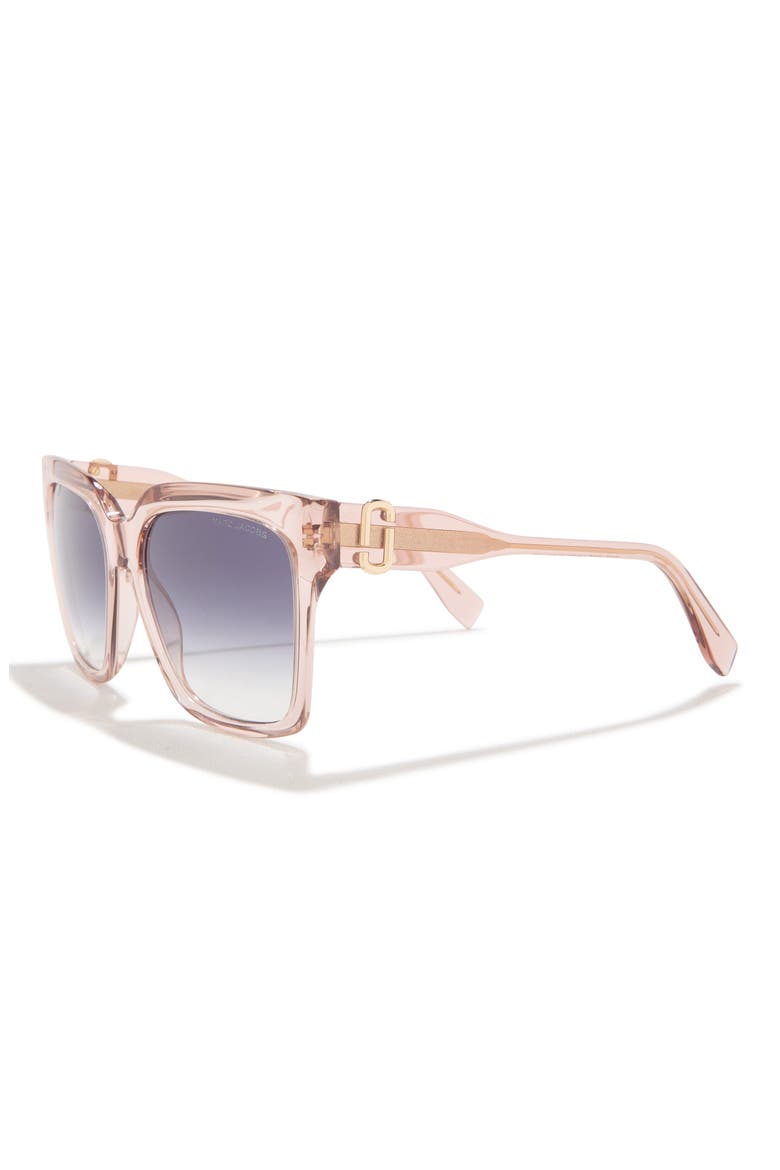 53mm Gradient Rectangular Sunglasses, Alternate, color, PINK