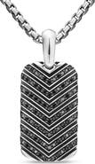 David Yurman Men's Chevron Tag in Sterling Silver with Black Diamonds, 27mm