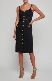 L'AGENCE Ida Sleeveless Belted Stretch Cotton Dress