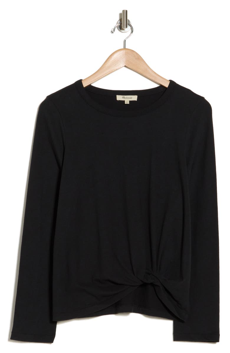 Madewell Front Twist Cotton Top, Alternate, color, True Black