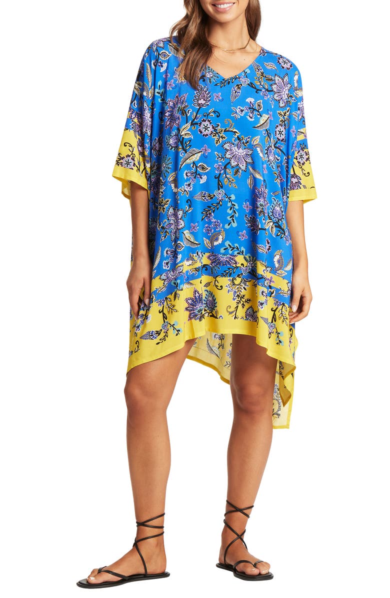 Sea Level Placement Colorblock Cover-Up Caftan, Main, color, 