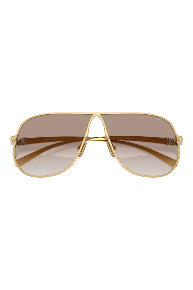 66mm Oversize Pilot Sunglasses, Alternate, color, GOLD/ CLEAR GRADIENT BROWN