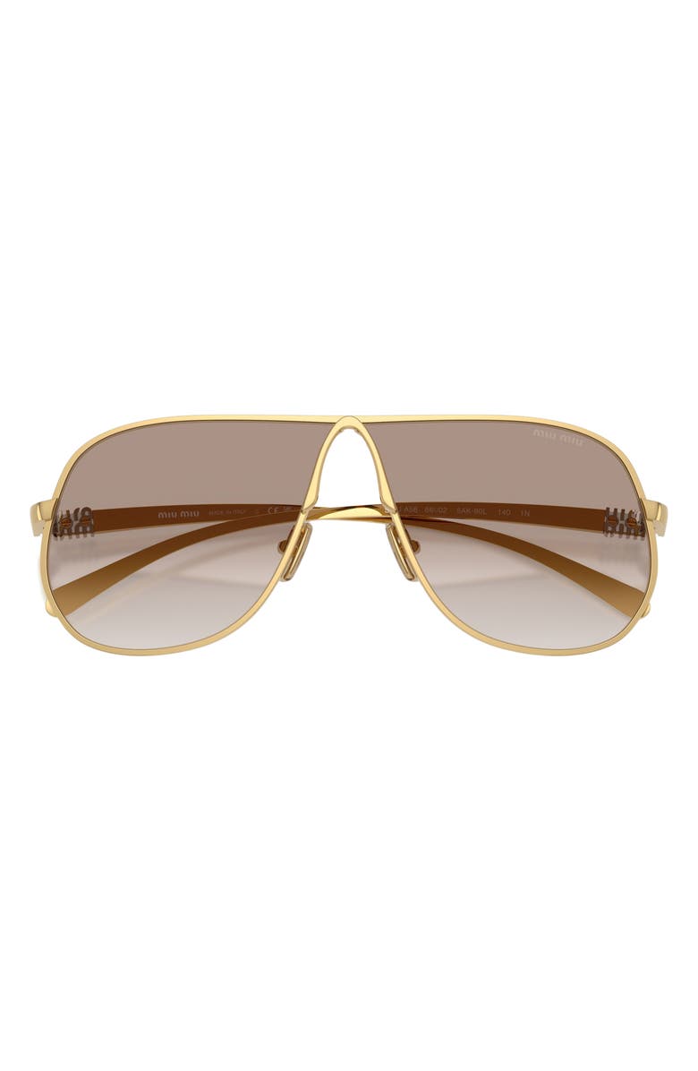 Miu Miu 66mm Oversize Pilot Sunglasses, Alternate, color, Gold/ Clear Gradient Brown