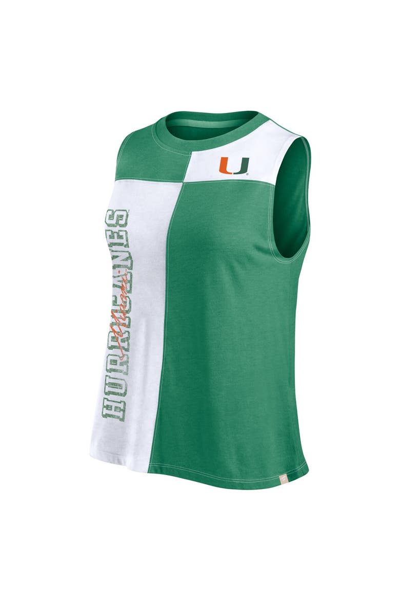 Women's Fanatics Branded Green/White Miami Hurricanes Colorblock High Neck Tank Top, Alternate, color, Green