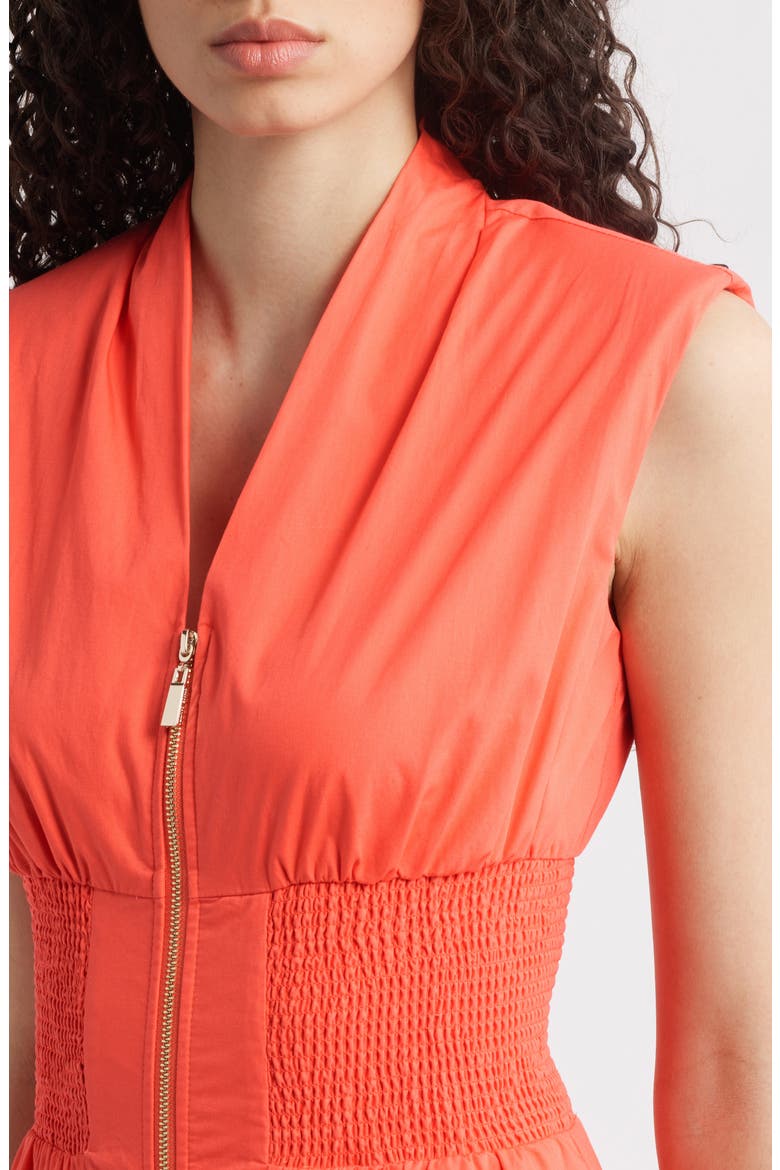 Smock Waist Cotton Midi Dress, Alternate, color, POP