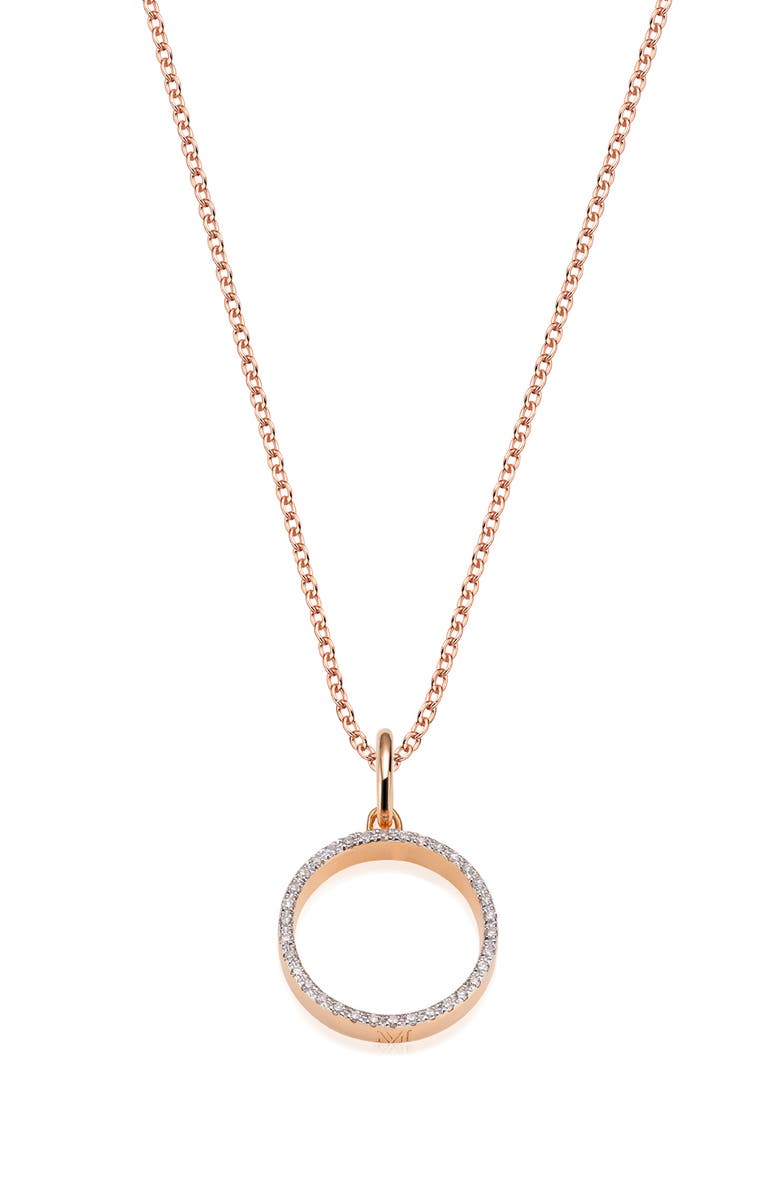 Monica Vinader Naida Pavé Diamond Open Circle Pendant Necklace, Main, color, 