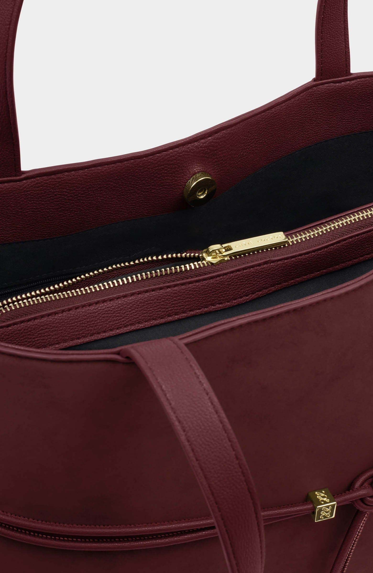 Lori Tote Bag, Alternate, color, Cherry Suedette