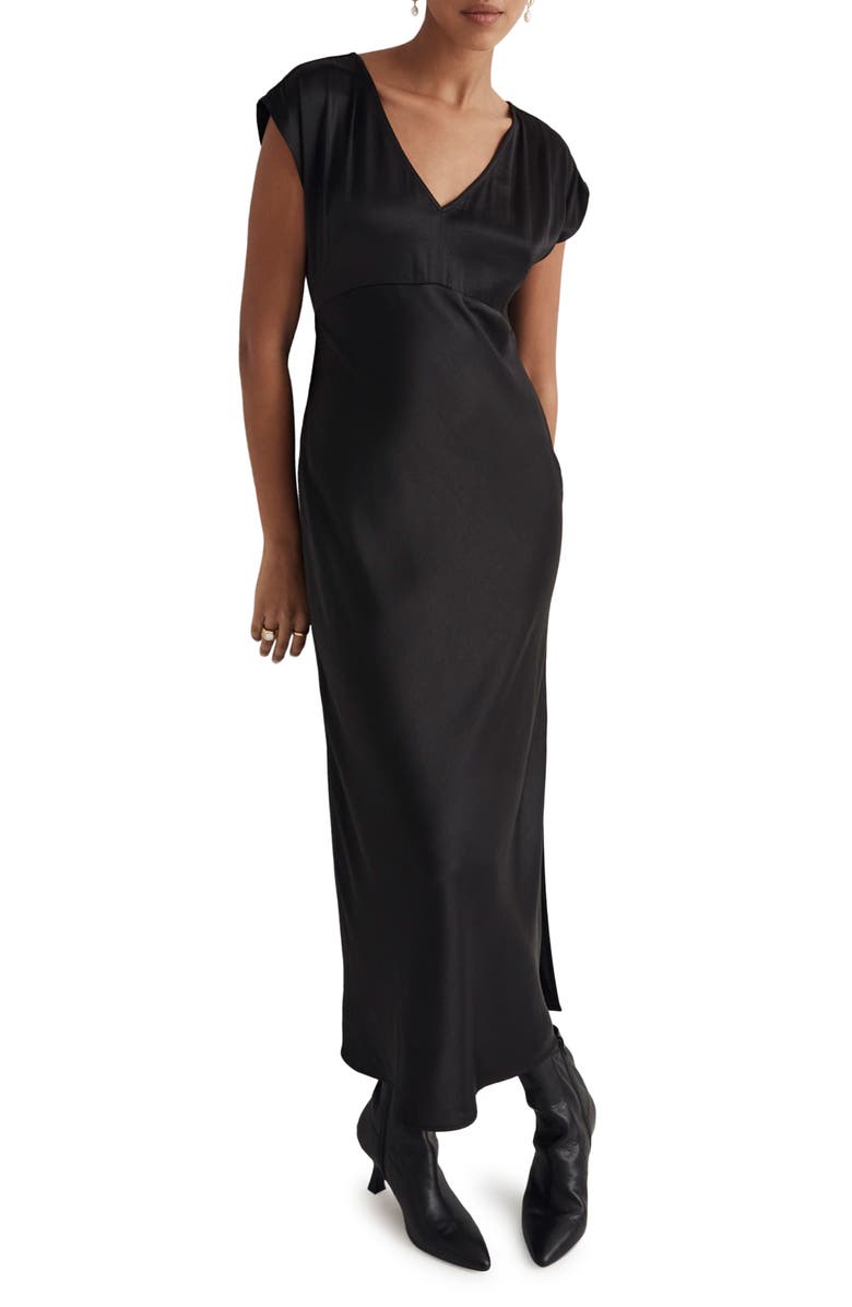 Madewell V-Neck Midi Dress, Main, color, 