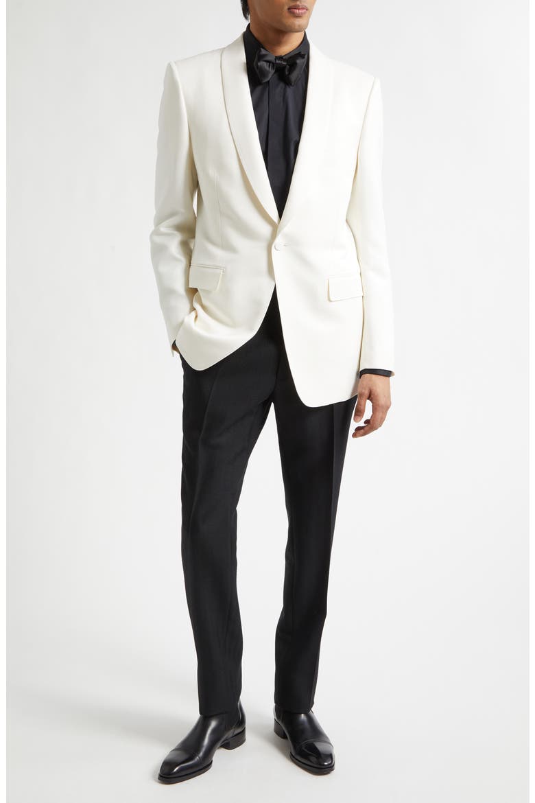 Wool & Silk Faille Dinner Jacket, Alternate, color, WHITE