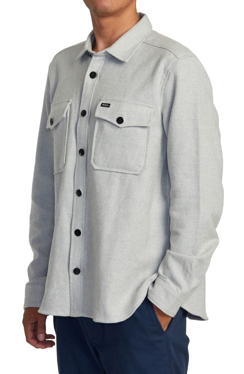 RVCA Flannel Button-Up Shirt, Alternate, color, Grey Marle