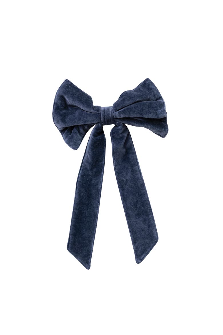 Cotton Velvet Bow with Iron Clip, Main, color, Navy Color