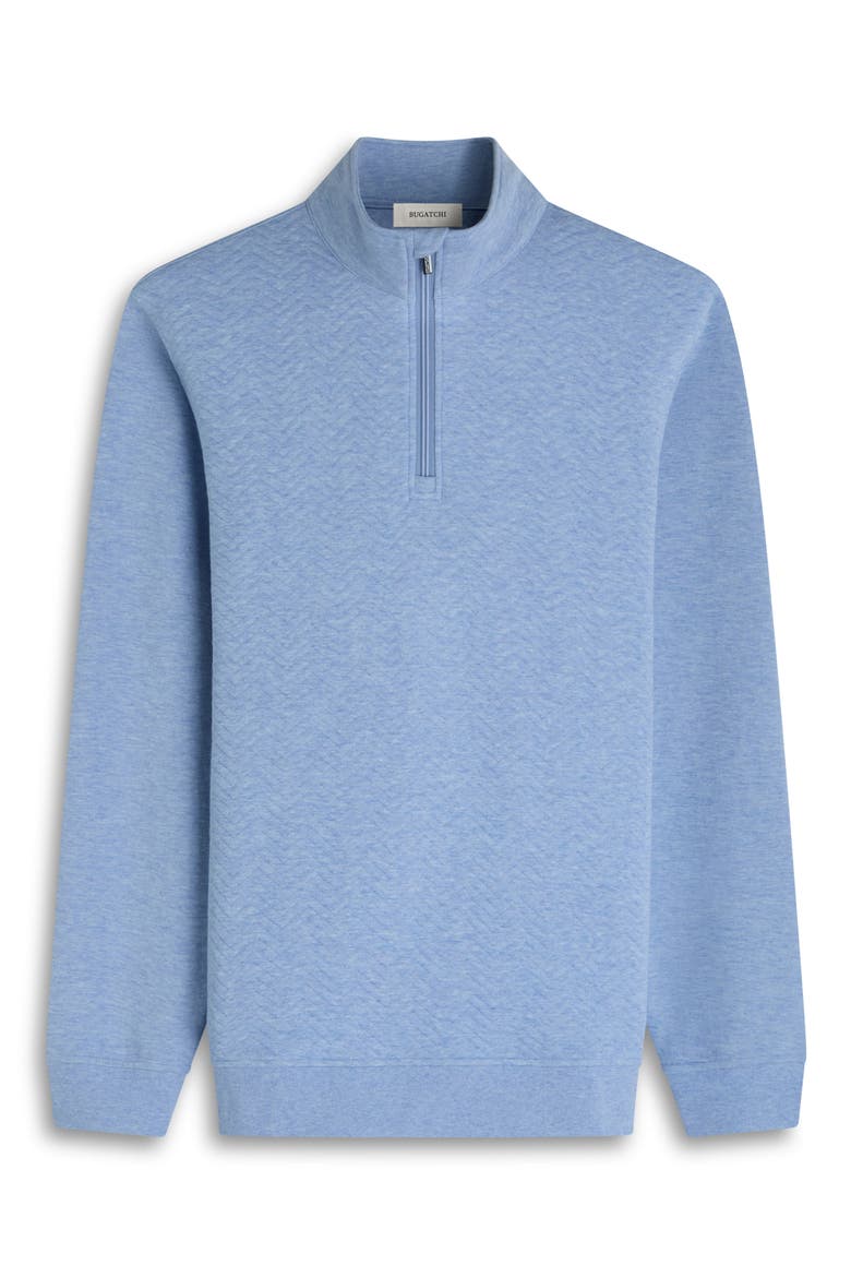 Chevron Quarter Zip Cotton Blend Pullover, Alternate, color, SKY