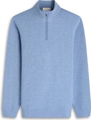 Bugatchi Chevron Quarter Zip Cotton Blend Pullover
