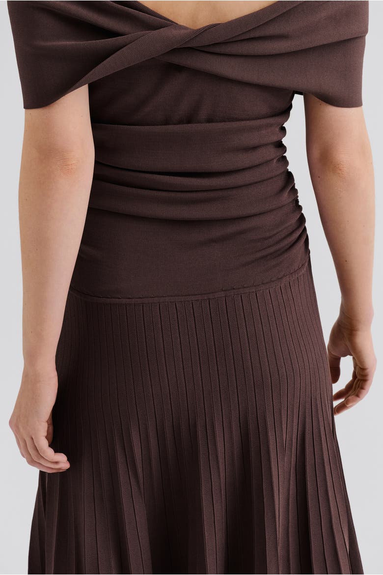 Althena Off Shoulder Knitted Dress, Alternate, color, Chocolate