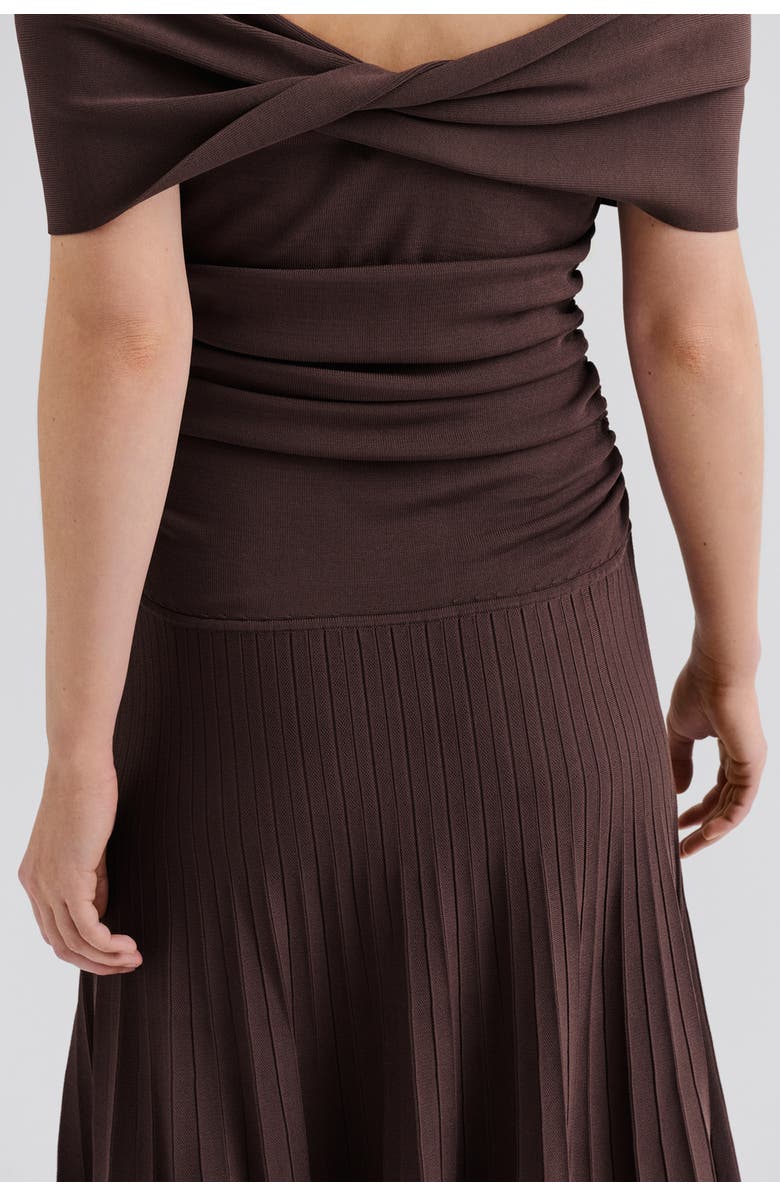 Malina Althena Off Shoulder Knitted Dress, Alternate, color, Chocolate