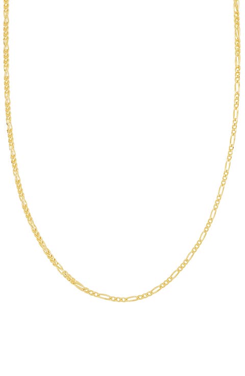 Men's 14K Gold Box Figaro Chain Necklace