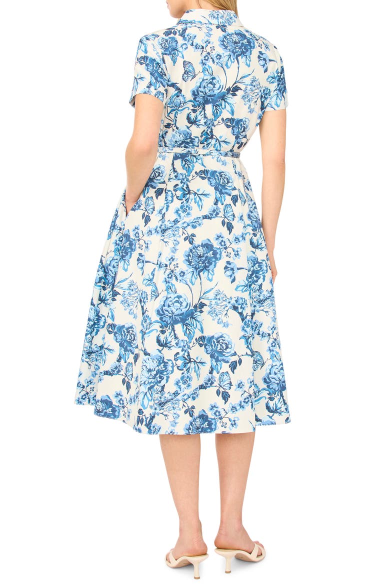 Rory Floral Short Sleeve Cotton Midi Shirtdress, Alternate, color, VANILLA ICE
