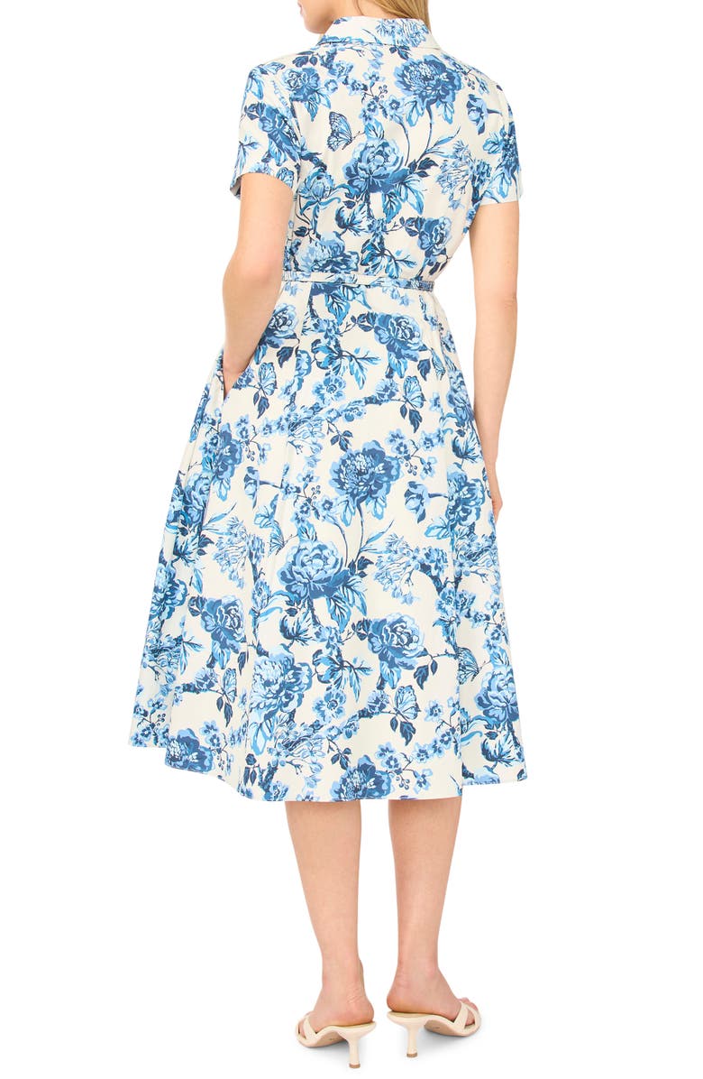 Ted Baker Rory Floral Short Sleeve Cotton Midi Shirtdress, Alternate, color, Vanilla Ice