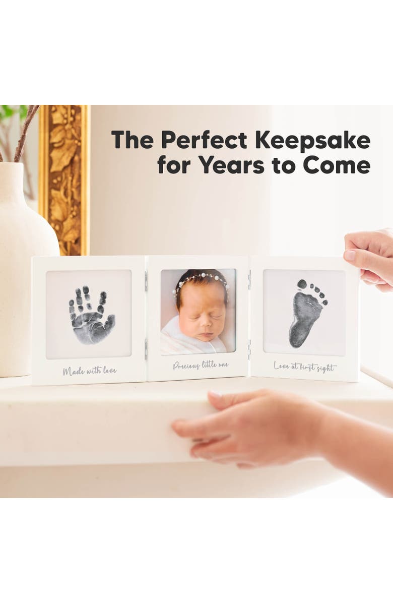KeaBabies Fond Clean Touch Inkless Hand and Footprint Frame, Alternate, color, White/Silver