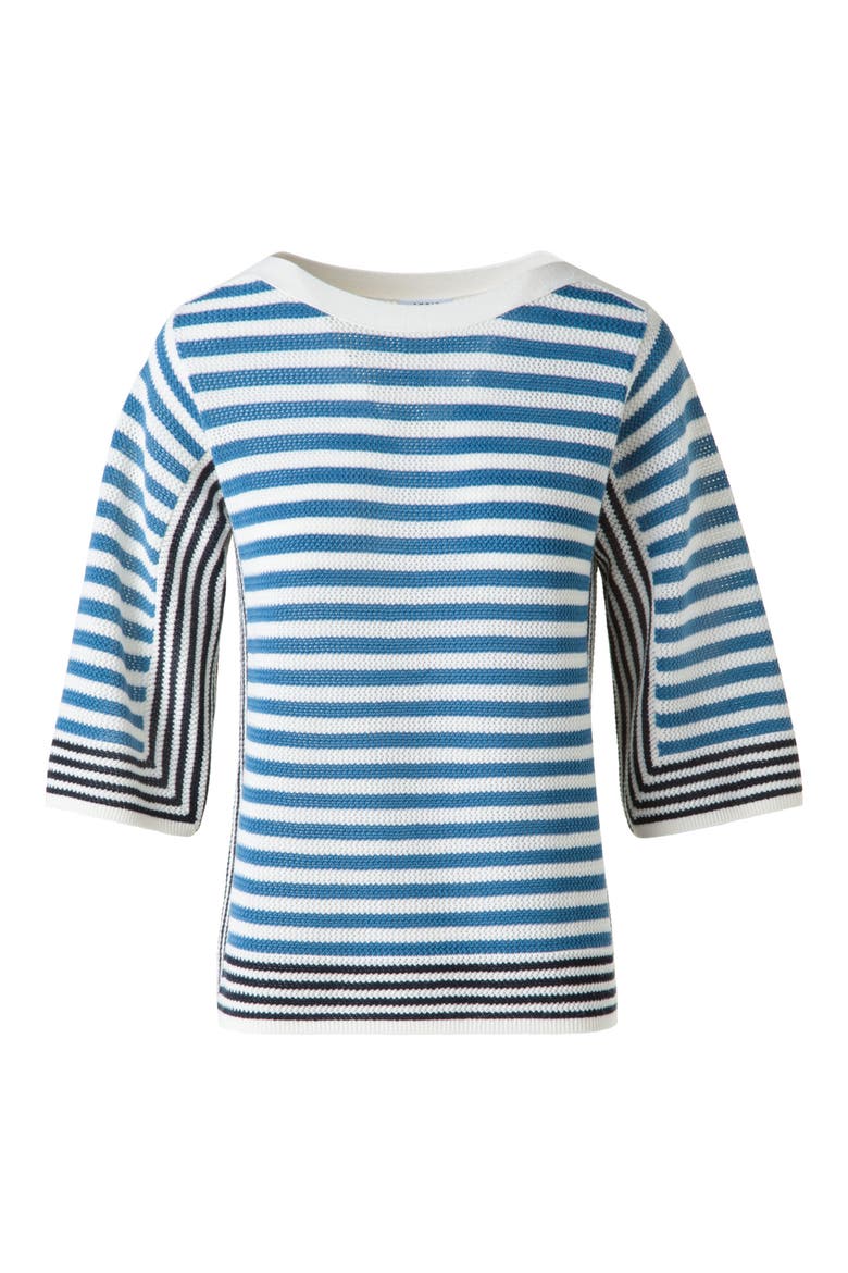 Stripe Virgin Merino Wool Sweater, Alternate, color, CREAM-MEDIUM BLUE-NAVY