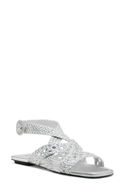 Stuart Weitzman Thea Metallic Braided Slingback Sandals In Silver