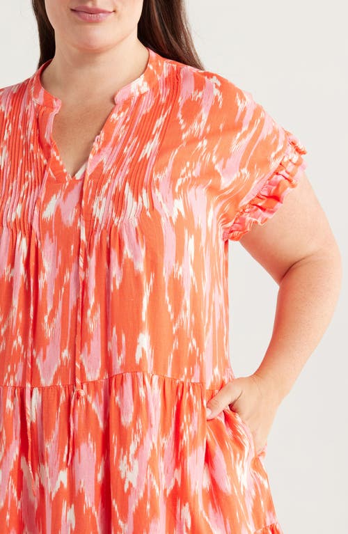 Caslon ® Pintuck Tiered Linen Blend Shift Dress In Orange