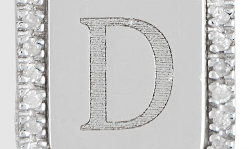Meshmerise Diamond Initial Dog Tag Pendant Necklace In White-d