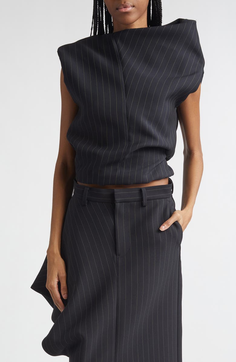 Sacai Pinstripe Twill Pullover, Main, color, Black Stripe