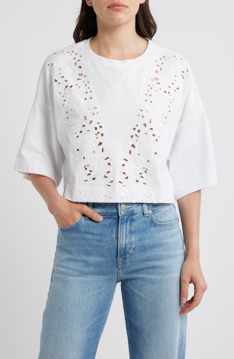 Ephilas Eyelet Cotton Jersey Top
