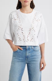 BOSS Orange Ephilas Eyelet Cotton Jersey Top
