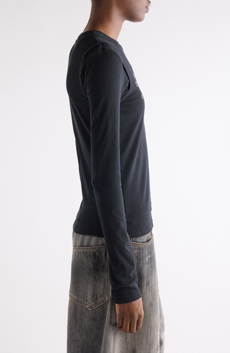 Acne Studios Elga Fairy Tale Layered Rib Top, Alternate, color, Black