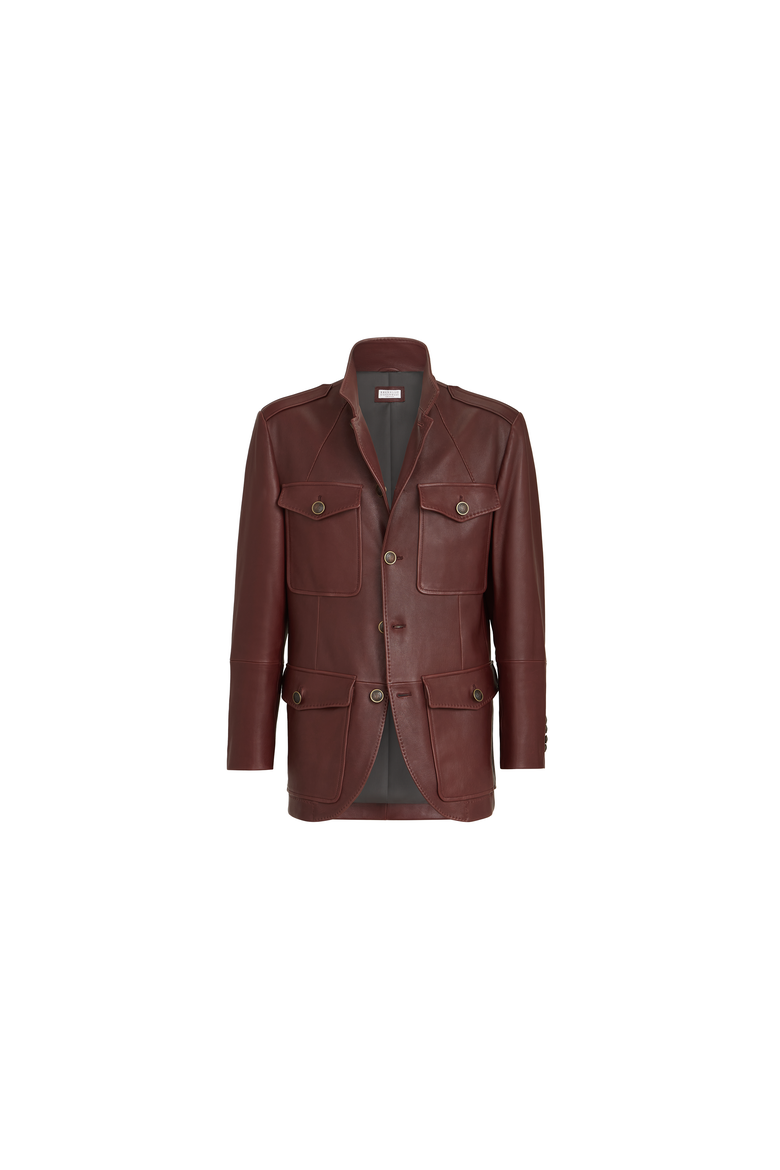 Polished nappa leather utility blazer, Alternate, color, Bordeaux