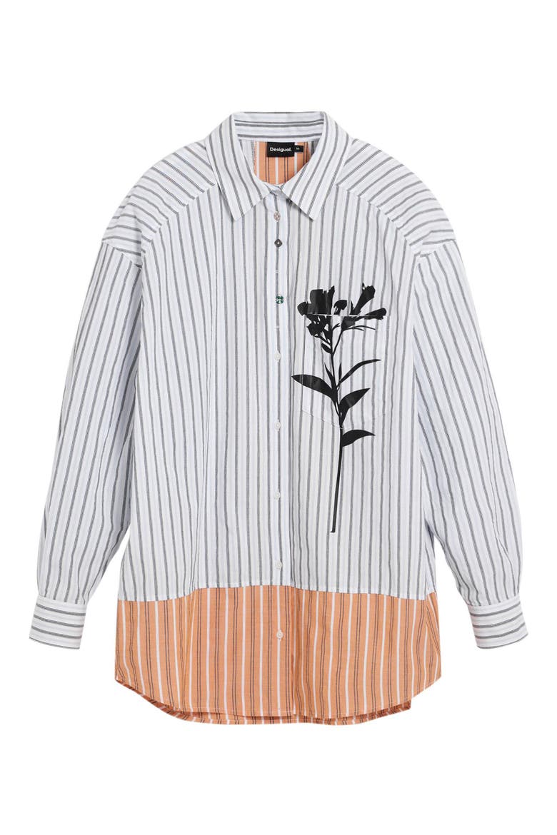 Flower & Stripe Woven Shirt, Alternate, color, OFF WHITE
