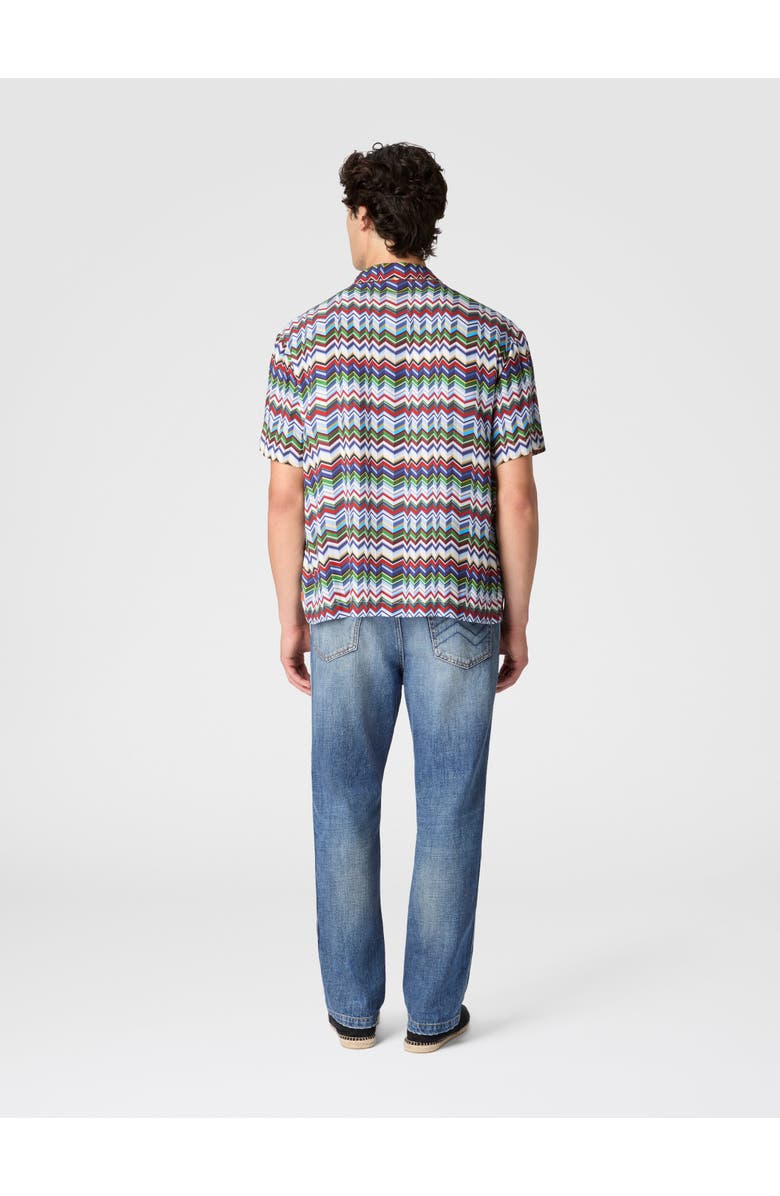 UM Bowling Shirt In Viscose With Irregular Zigzag Print, Alternate, color, Multicoloured
