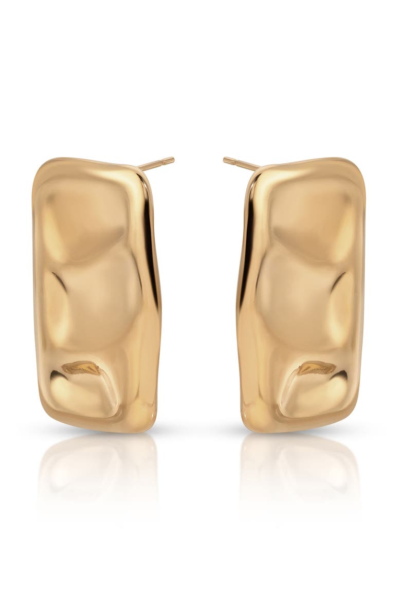 Molten Edge Stud Earrings, Alternate, color, GOLD