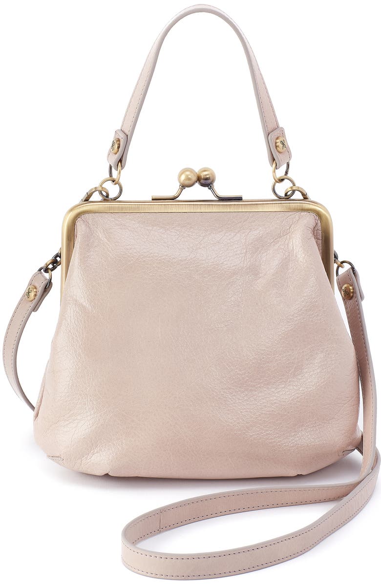 HOBO Alba Leather Frame Crossbody Bag, Main, color, Stone Gloss
